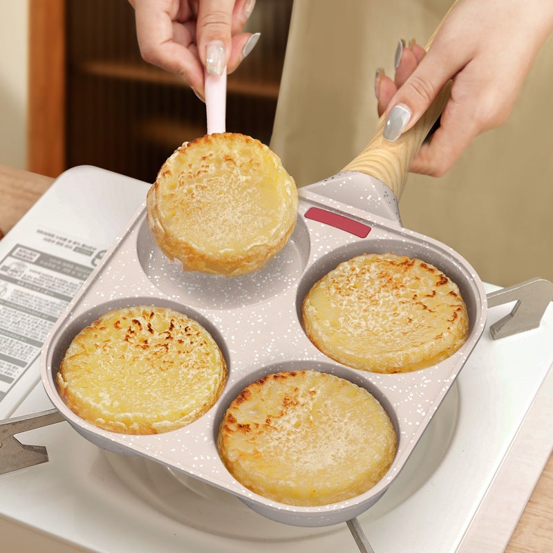 Household Maifan Stone Four-Hole Egg Frying Pan Kitchen Pan Non-Stick Pan Breakfast Egg Hamburg Small Frying Pan Steak Pan - Image 2