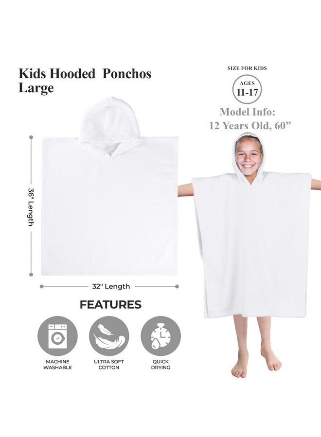 Superior بونشو قطن تيري للأطفال، منشفة استحمام ناعمة وامتصاصية مع غطاء رأس، ملحقات الحمام، رداء استحمام طويل ومخملي للحمام، الدش، السبا، المنتجع، الفندق، الشاطئ، المسبح، للأولاد والبنات، حجم كبير، أبيض - Image 4
