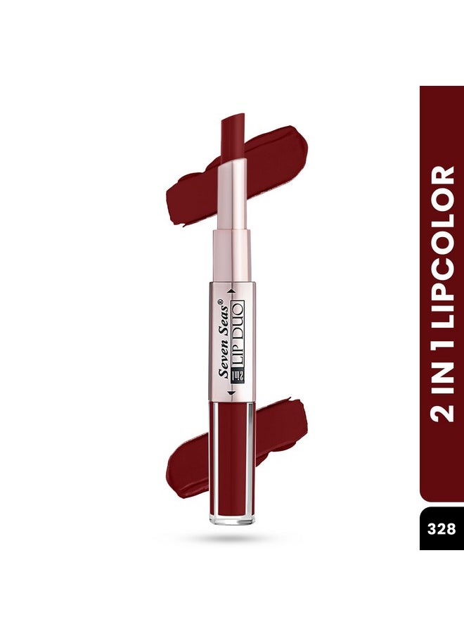 Seven Seas - Seven Seas Lip Duo 2 In 1 Lipstick Matte Finish 2-in-1 Duo Liquid Lipstick with Matte Finish and Moisturizing Gloss (Tamoto Red 1, 7ML) - Image 1