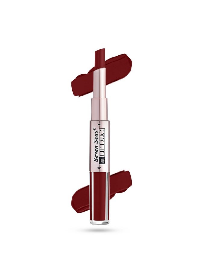 Seven Seas - Seven Seas Lip Duo 2 In 1 Lipstick Matte Finish 2-in-1 Duo Liquid Lipstick with Matte Finish and Moisturizing Gloss (Tamoto Red 1, 7ML) - Image 1