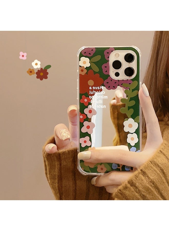 NIBEMINENT Flower Smiley Face Protective TPU Case Cover For iPhone 16, Mirror Surface
