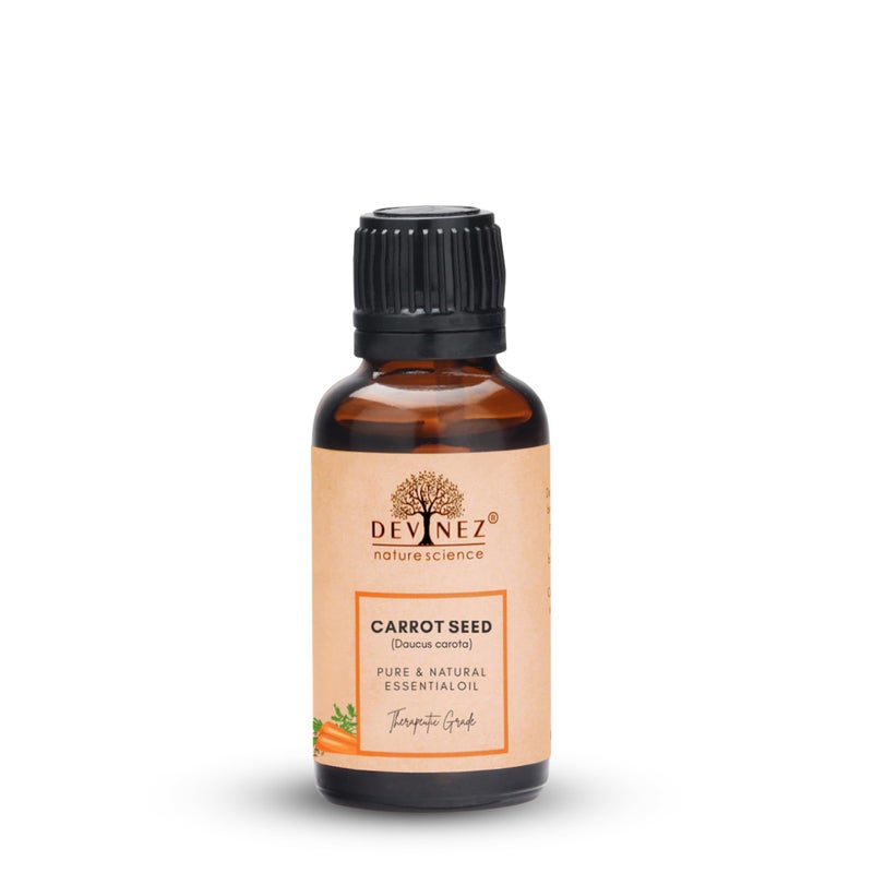 Devinez Carrot Seed Essential Oil, 10ml (NABL & IFRA Certified) 100% Pure, Natural & Undiluted in Glass Bottle, Therapeutic grade for Smooth Wrinkles, Fight Free Radicals, Firm and Tone the Skin, Enhance Skin Rejuvenation, Get Thick, Shiny & Healthy Hair - Image 1