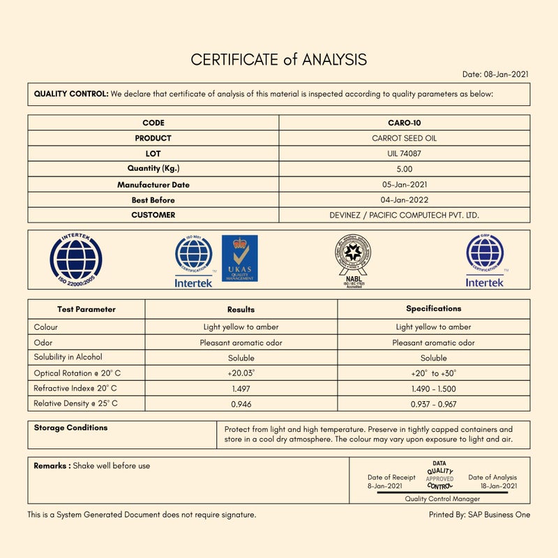 Devinez Carrot Seed Essential Oil, 10ml (NABL & IFRA Certified) 100% Pure, Natural & Undiluted in Glass Bottle, Therapeutic grade for Smooth Wrinkles, Fight Free Radicals, Firm and Tone the Skin, Enhance Skin Rejuvenation, Get Thick, Shiny & Healthy Hair - Image 3