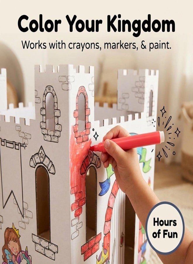 Anderson's Fantasy Storybook Castle Cardboard Kids Playhouse, Fairytale-Themed with Fold-Out Doors & Towers, Easy Assembly, Creative Coloring Fun for Birthdays, Classrooms, Holidays & Group Activities - Image 3