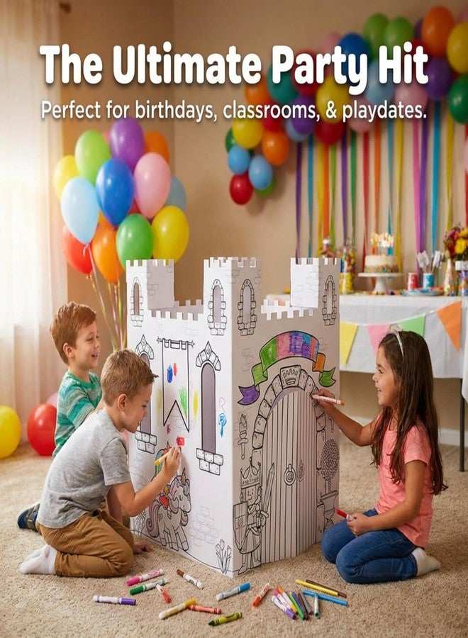Anderson's Fantasy Storybook Castle Cardboard Kids Playhouse, Fairytale-Themed with Fold-Out Doors & Towers, Easy Assembly, Creative Coloring Fun for Birthdays, Classrooms, Holidays & Group Activities - Image 4