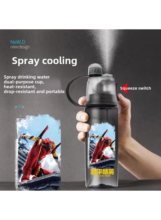 Heping Elite Primary And Secondary School Students Cup Summer Chicken Spray Water Cup Men And Children Drop-resistant Portable Plastic Sports Kettle-Capacity:Mantis Mecha 600ml Spray Cup - Image 3