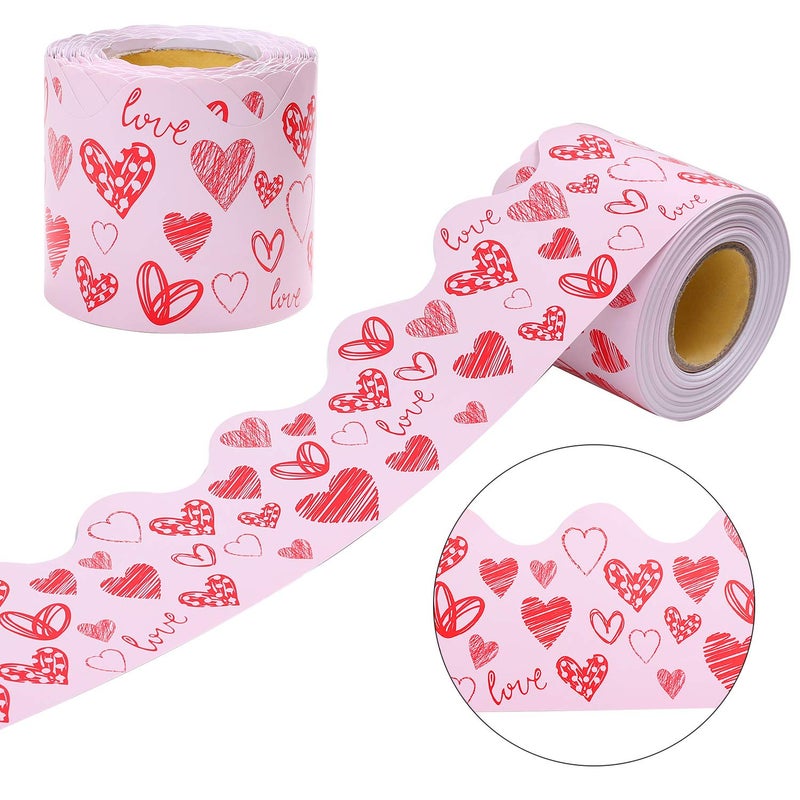 URATOT 65.6 Feet Valentine's Day Bulletin Board Border Scalloped Border Decoration Rolled Borders for Black Board, Classroom Decoration - Image 1