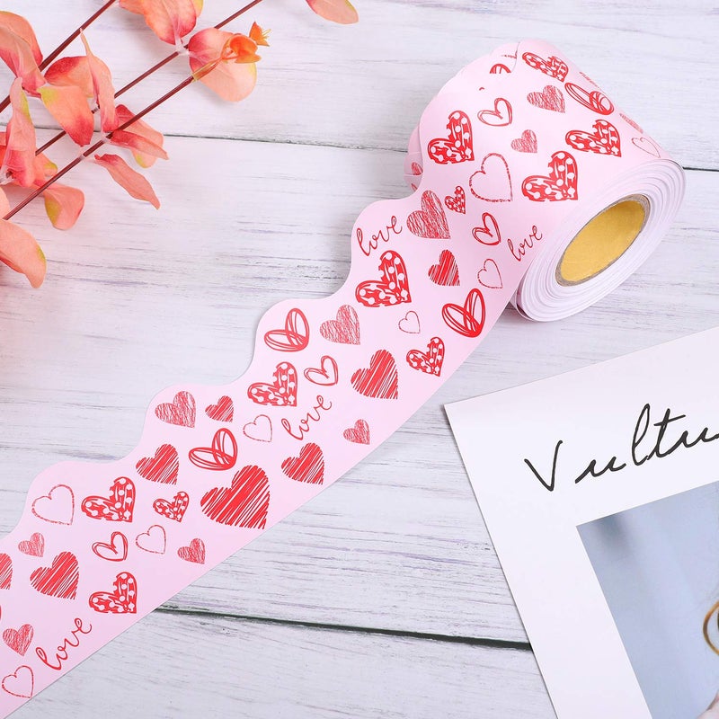 URATOT 65.6 Feet Valentine's Day Bulletin Board Border Scalloped Border Decoration Rolled Borders for Black Board, Classroom Decoration - Image 3