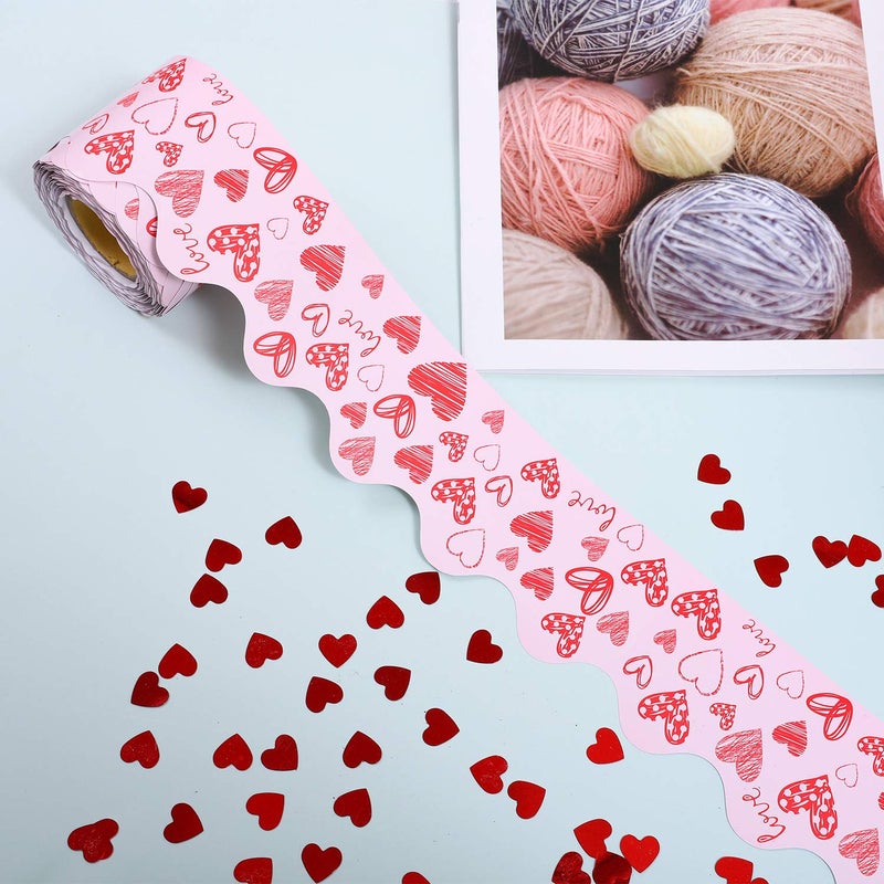 URATOT 65.6 Feet Valentine's Day Bulletin Board Border Scalloped Border Decoration Rolled Borders for Black Board, Classroom Decoration - Image 4