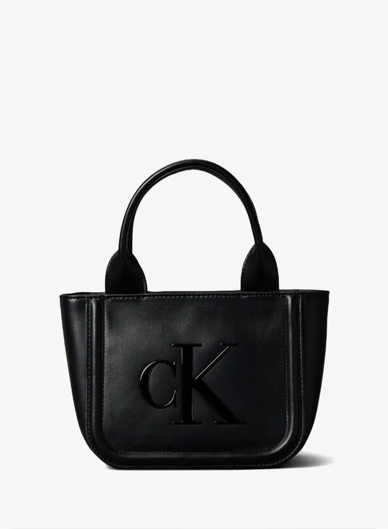 CALVIN KLEIN Embossed Monogram Logo Small Tote Bag