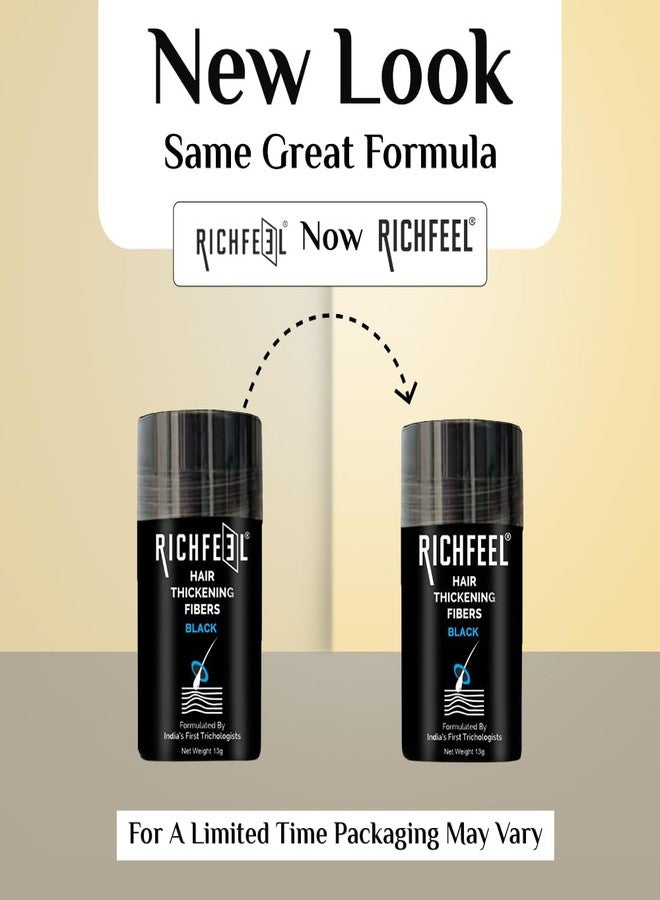 Richfeel Hair Thickening Fibers (Black 13gm) | Hair Fiber For Thin & Fine Hair | Hair Thick Fiber For Men & Women (Pack of 1) - Image 2