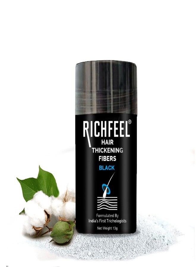 Richfeel Hair Thickening Fibers (Black 13gm) | Hair Fiber For Thin & Fine Hair | Hair Thick Fiber For Men & Women (Pack of 1) - Image 1
