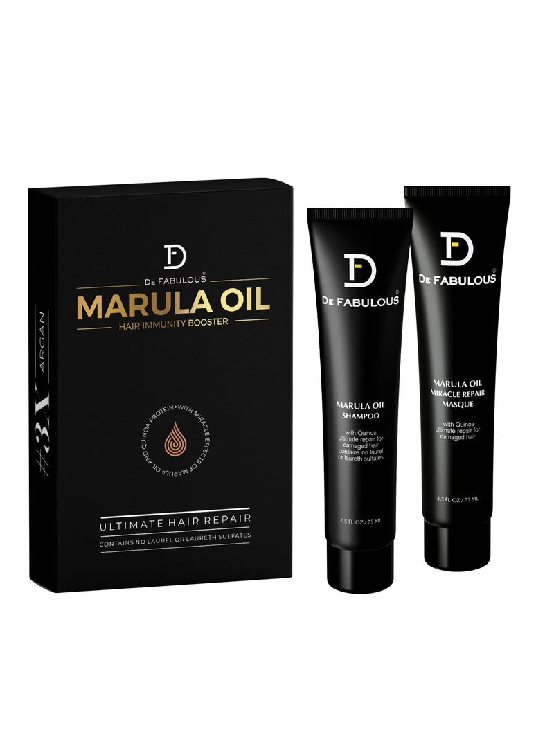 De Fabulous Marula Oil Shampoo Masque 75ml Travel Pack of 2 All hair types Scalp Health Sulphate Free - Image 1