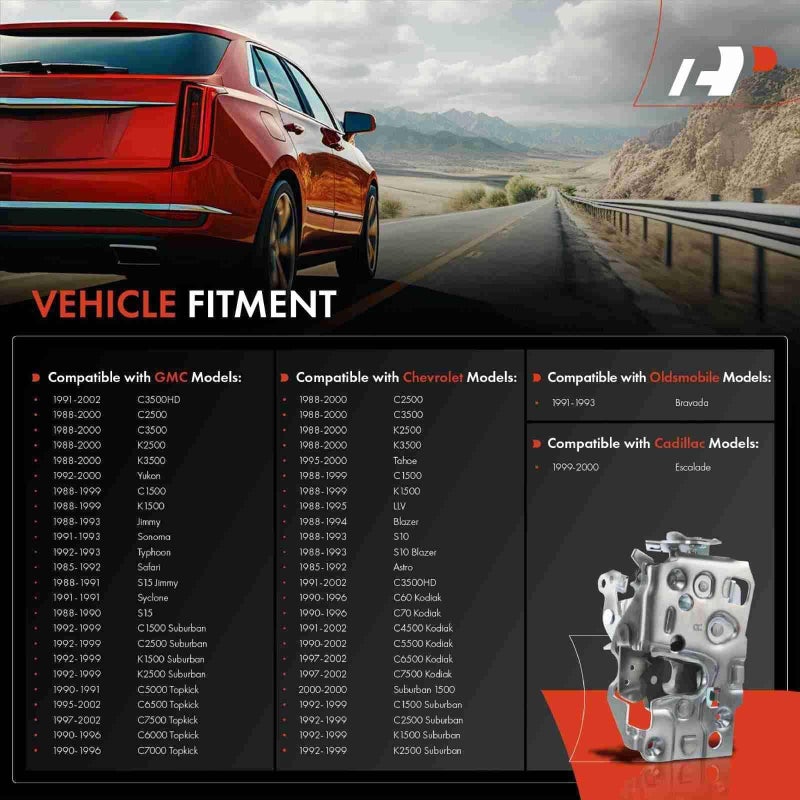 A-Premium Front Right Door Lock Latch Assembly Compatible with Cadillac Chevrolet Oldsmobile & GMC Vehicles - Escalade Bravada C1500 C2500 C3500 K1500 K2500 K3500 Suburban Kodiak - # 940-103 - Image 2