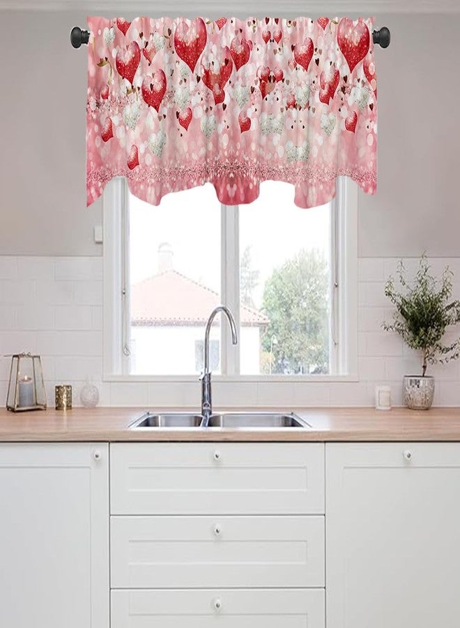 DOTOOMA 54x18 Inches Pink Valentine's Day Red and White Love Balloon Window Treatment Valance Gold Ribbon Flashing Love Sequins Kitchen Dining Room Decorations Supplies - Image 5