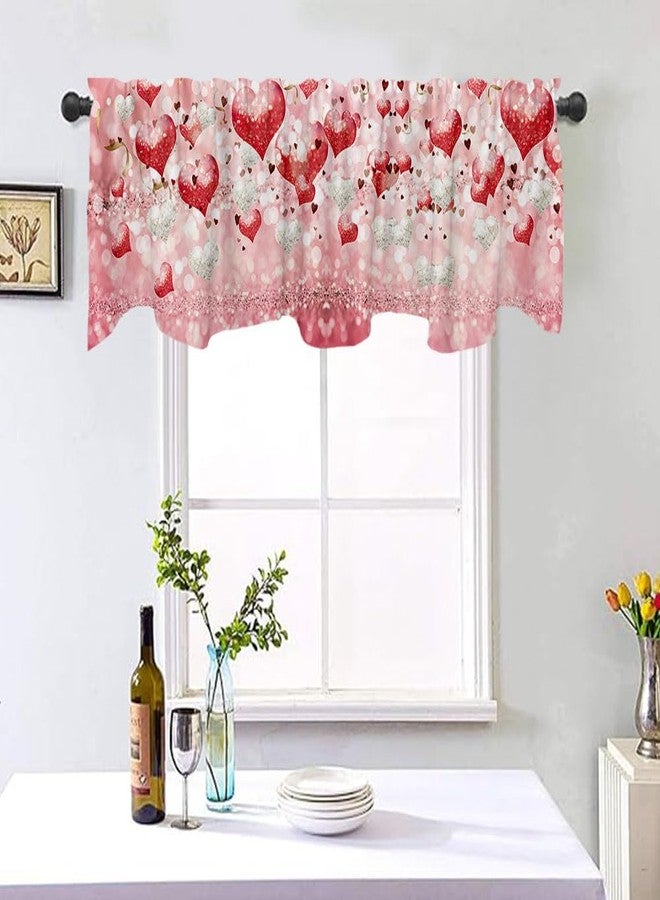 DOTOOMA 54x18 Inches Pink Valentine's Day Red and White Love Balloon Window Treatment Valance Gold Ribbon Flashing Love Sequins Kitchen Dining Room Decorations Supplies - Image 3