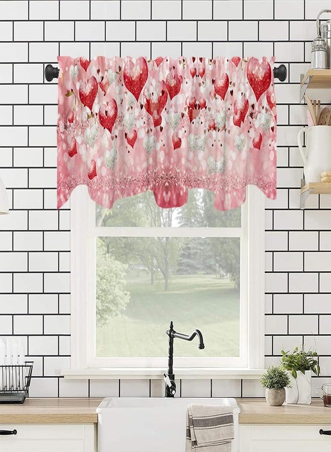 DOTOOMA 54x18 Inches Pink Valentine's Day Red and White Love Balloon Window Treatment Valance Gold Ribbon Flashing Love Sequins Kitchen Dining Room Decorations Supplies - Image 4