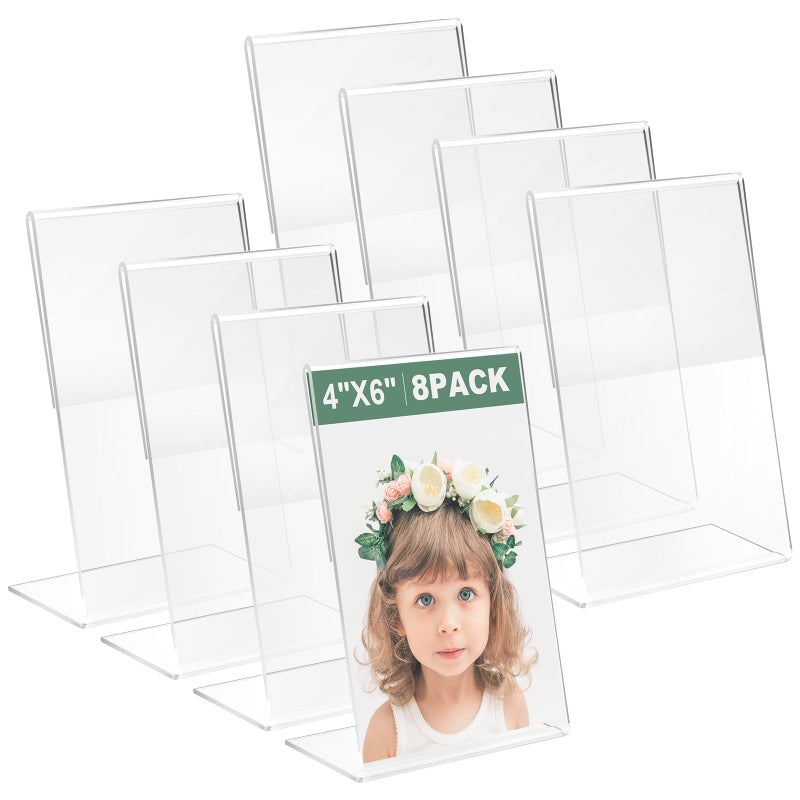 Lechay 8 Pcs 4x6 Inch Clear Acrylic Photo Frame Scratch-Resistant & Multi-Scene Styling Frame Display Pictures for Home,School,office Clear Memories - Image 1