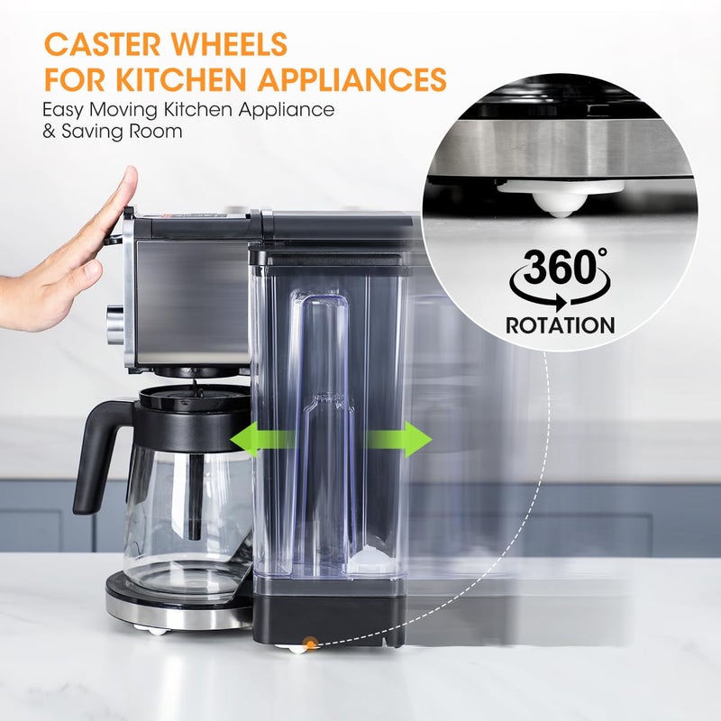 AIEVE Self Adhesive Caster Wheels, 8 Pack Appliance Rollers for Kitchen Appliances, Small Appliance Wheels, Mini Swivel Wheels for Countertop - Image 2
