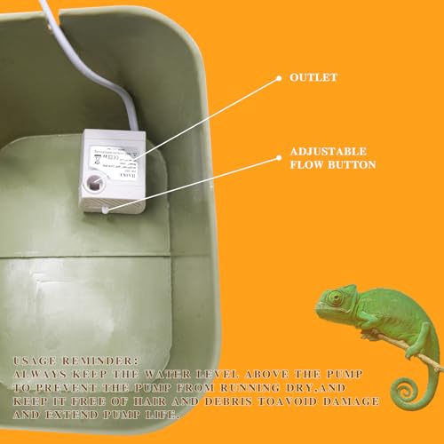 BingegePet Reptile Water Bowl with Filtration System, Lizard Drinking Fountain, Bearded Dragon Tank Accessories, Reptile Habitat Waterfall for Bearded Dragon, Leopard Gecko, Chameleon, Snake - Image 4
