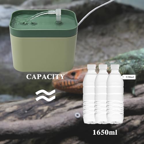 BingegePet Reptile Water Bowl with Filtration System, Lizard Drinking Fountain, Bearded Dragon Tank Accessories, Reptile Habitat Waterfall for Bearded Dragon, Leopard Gecko, Chameleon, Snake - Image 5