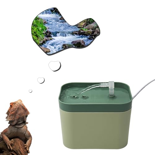 BingegePet Reptile Water Bowl with Filtration System, Lizard Drinking Fountain, Bearded Dragon Tank Accessories, Reptile Habitat Waterfall for Bearded Dragon, Leopard Gecko, Chameleon, Snake - Image 1