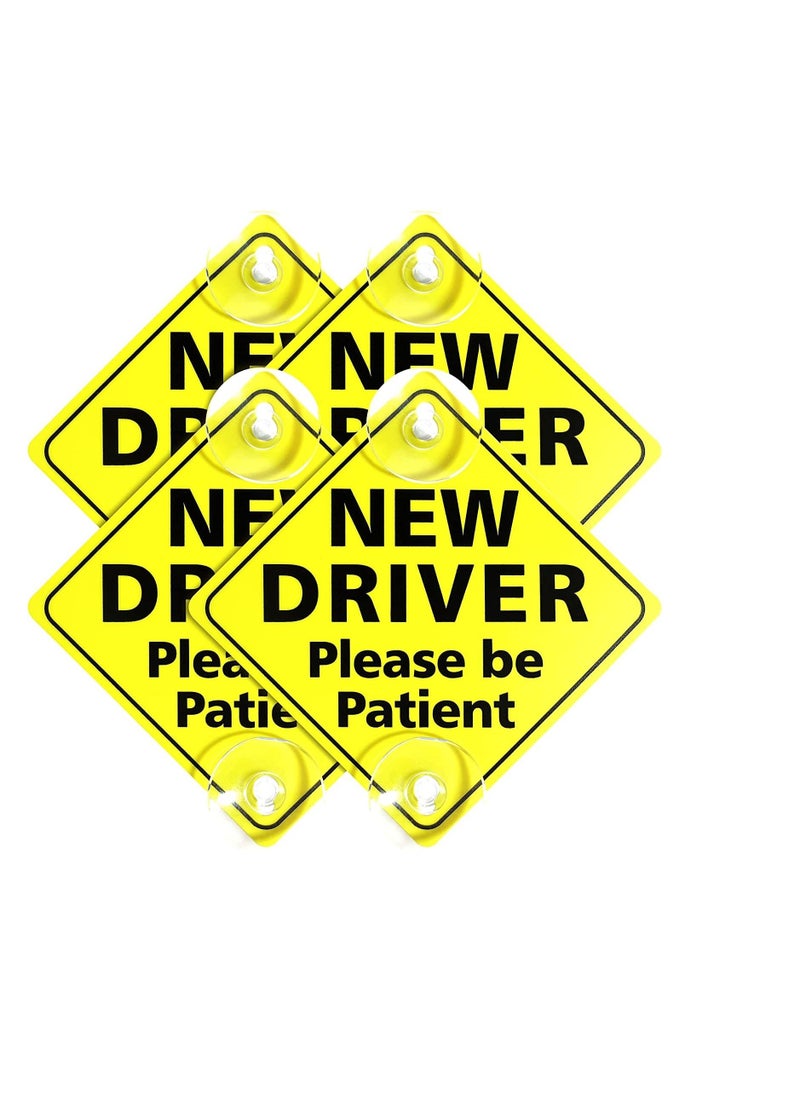 Generic - New Driver Please Be Patient Car Window Signs with Suction Cups 4Pc - Image 1