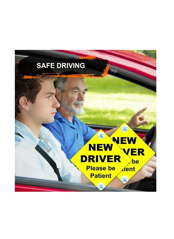 Generic - New Driver Please Be Patient Car Window Signs with Suction Cups 4Pc - Image 1