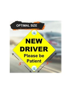 New Driver Please Be Patient Car Window Signs with Suction Cups 4Pc
