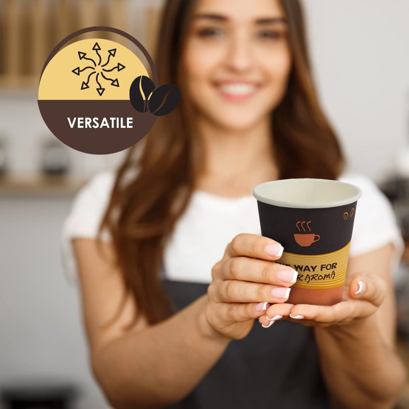 PAMI Disposable Coffee Cups, Single-Use Paper Cups, To-Go Hot Beverage Cups for Espresso Coffee Tea Hot Chocolate, Leak Resistant, Cafe & Home Use (50, 10oz) - Image 4