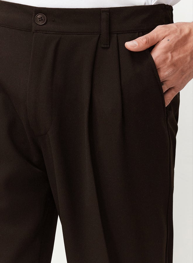 trendyol Brown Pleated Classic Baggy Fit Fabric Trousers TMNSS24PL00024 - Image 4