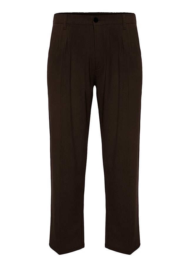 trendyol - Brown Pleated Classic Baggy Fit Fabric Trousers TMNSS24PL00024 - Image 1