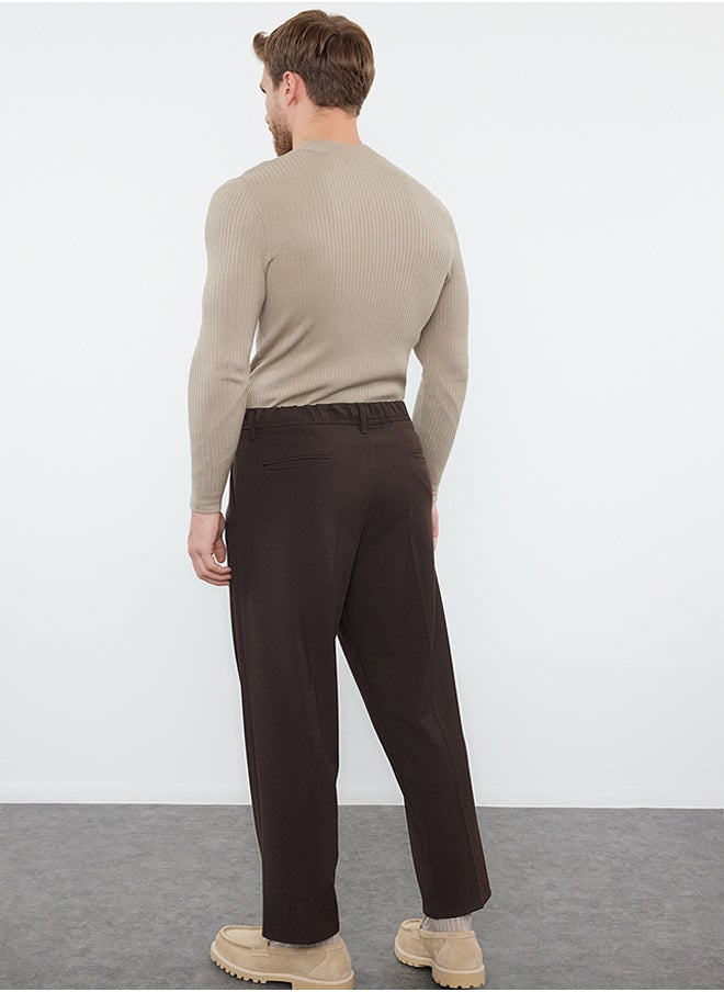 trendyol - Brown Pleated Classic Baggy Fit Fabric Trousers TMNSS24PL00024 - Image 1