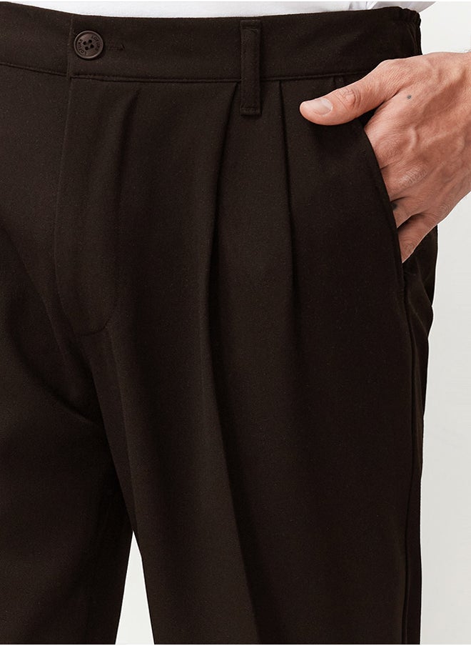 trendyol - Brown Pleated Classic Baggy Fit Fabric Trousers TMNSS24PL00024 - Image 1