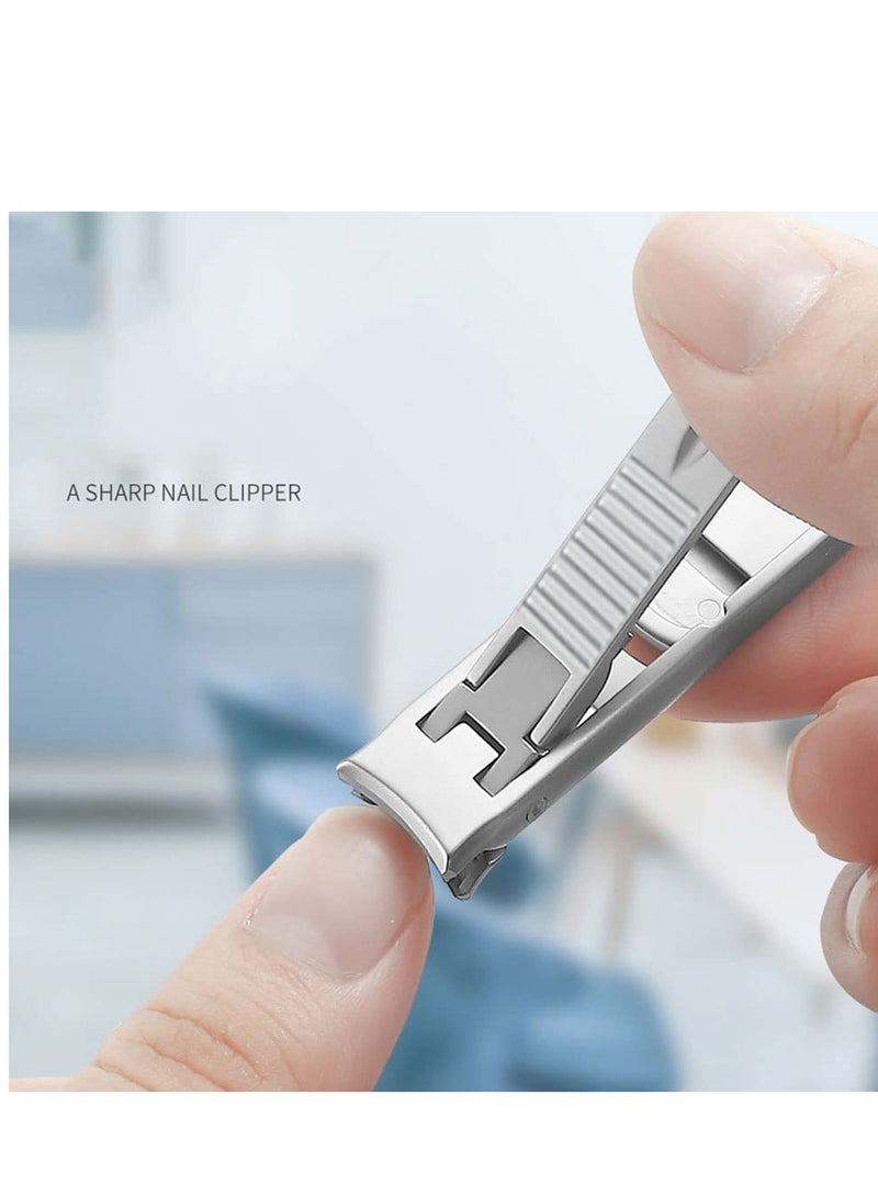 SYOSI Multifunctional Stainless Steel Fingernail and Toenail Clipper Cutters Foldable Wide Jaw Opening Cutter with Safety Lock Double Head Curved Slanted Trimmer Sharp Nail File Box - Image 2