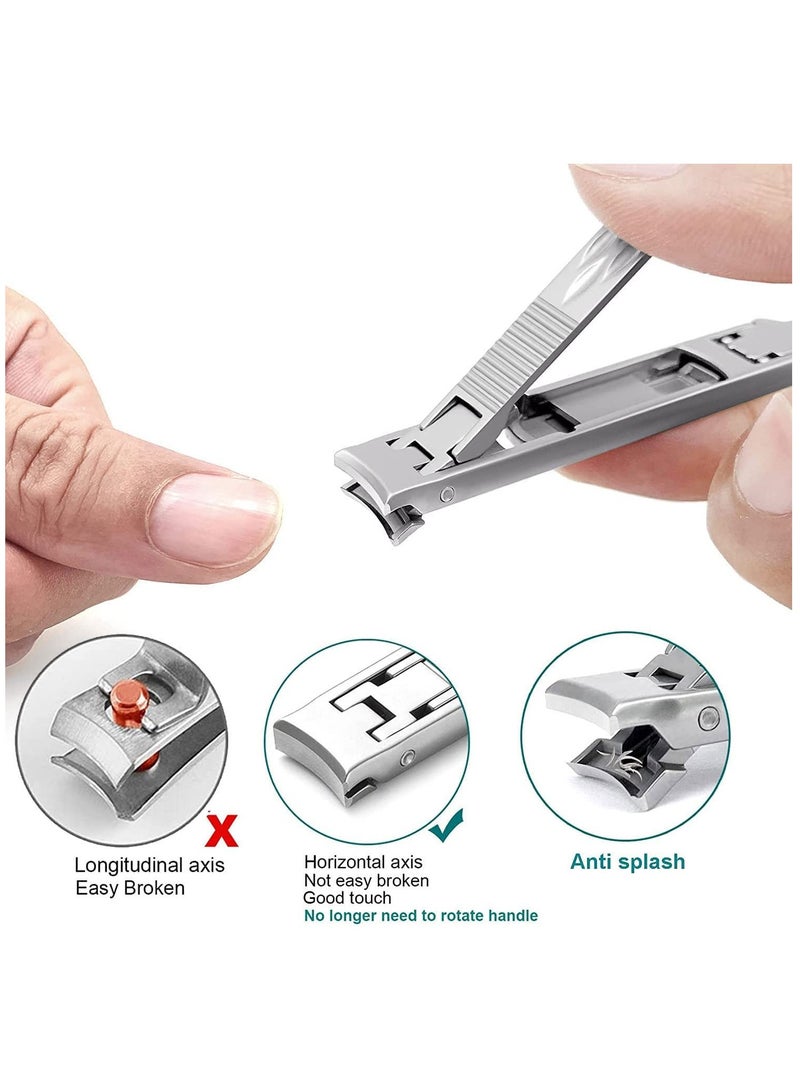 SYOSI Multifunctional Stainless Steel Fingernail and Toenail Clipper Cutters Foldable Wide Jaw Opening Cutter with Safety Lock Double Head Curved Slanted Trimmer Sharp Nail File Box - Image 5