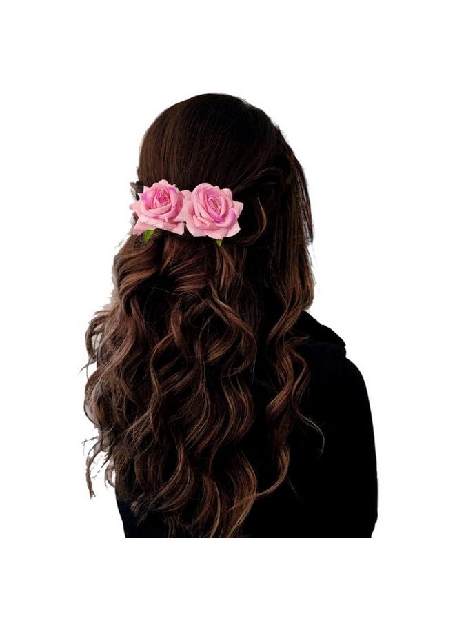 Hair Flare Rose Hair Accessories Combo Pack, 1 Rubber Band, 1 Comb Slide, 1 Hair Clip, 1 Hair Pin_2479_BabyPink - Image 2