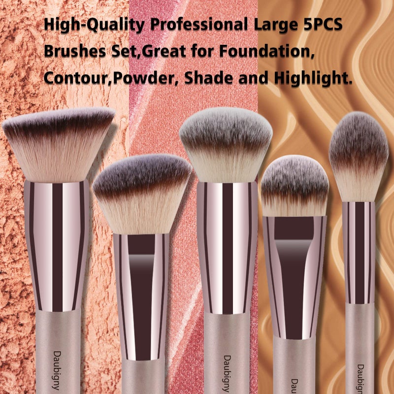 Daubigny Makeup Brushes, Daubigny 16Pcs Complete Premium Synthetic Makeup Brush Set with Professional Foundation Brushes Powder Concealers Eye shadows Blush Makeup Brush for Perfect Makeup (Champagne Gold) - Image 3
