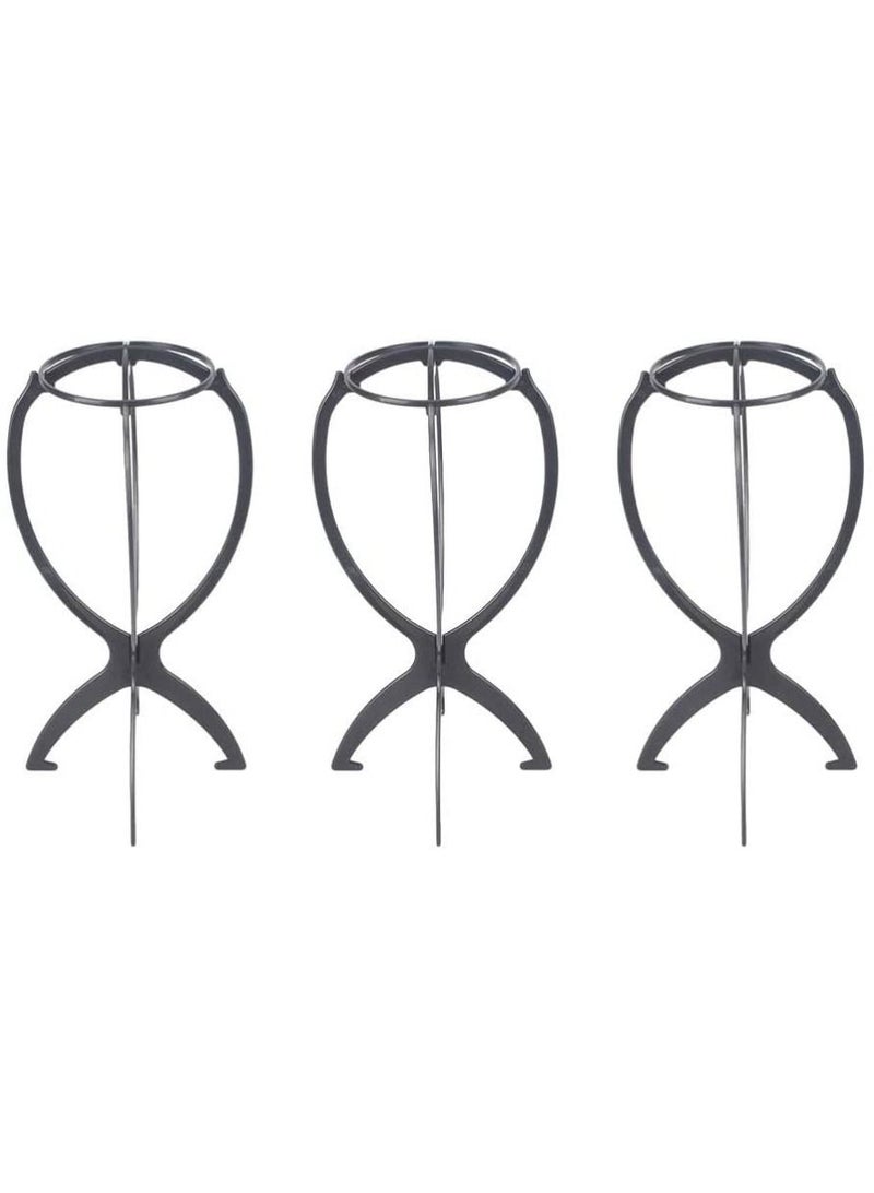 Estelle Wig Stand Holder-Estelle 6pcs Portable Durable Plastic Folding Wig Holder Hairpieces Display Tool Stable Wig Stand Dryer (Black) - Image 3