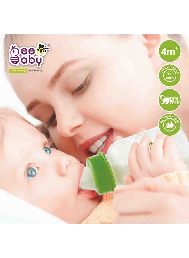 Beebaby Basic Slim Neck Baby Feeding Bottle With Premium Anti Colic Comfort Silicone Nipple For New Born;Infant;Toddler;Babies 100% Bpa Free 4 Months + (125 Ml ; 4 Oz.) (Green) (Pack Of 2) - Image 4