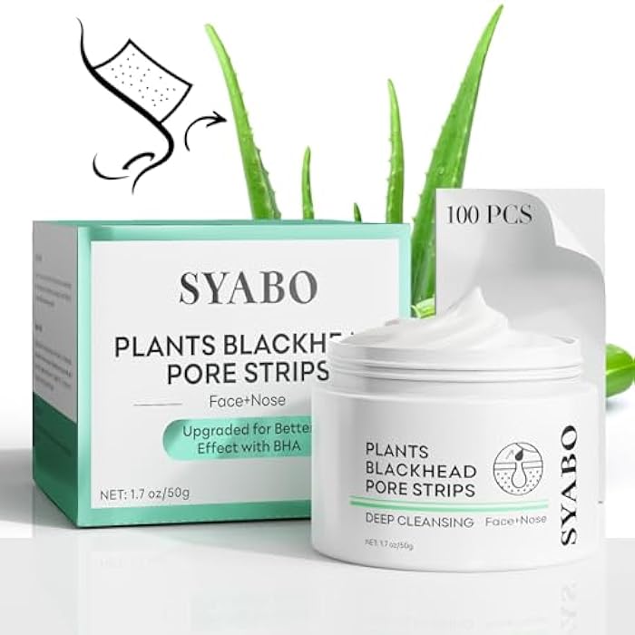 SYABO 2.0 Nose Pore Strips, Blackhead Remover Mask with Salicylic Acid for Face, Upgraded Deep Cleansing Pore Peel Off Mask with 100 PCS Nose Black Heads Remover Strips (1.7 Ounce) - Image 1