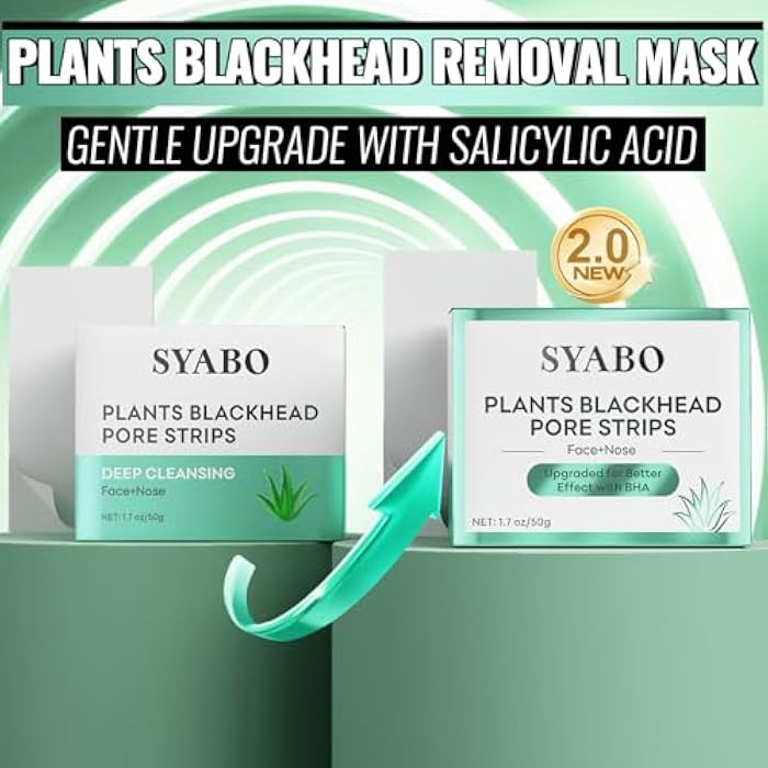 SYABO 2.0 Nose Pore Strips, Blackhead Remover Mask with Salicylic Acid for Face, Upgraded Deep Cleansing Pore Peel Off Mask with 100 PCS Nose Black Heads Remover Strips (1.7 Ounce) - Image 2