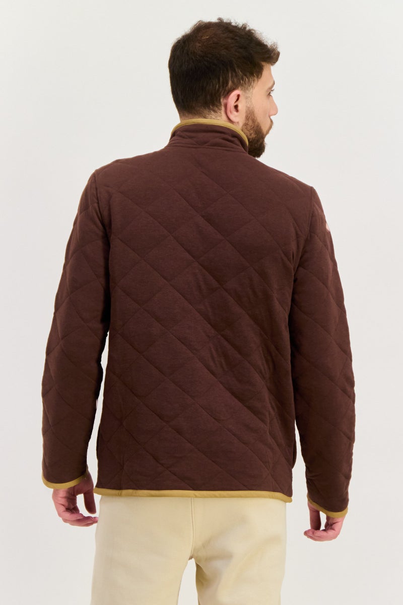 Hurley Men High Neck Long Sleeves Quilted Sweatshirt, Brown Combo  - Image 3