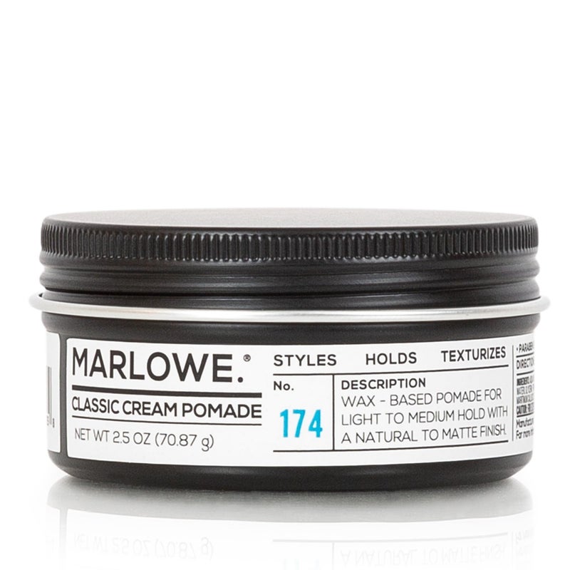 MARLOWE. No. 174 Classic Cream Pomade for Men 2.5 oz, Wax-Based Light to Medium Hold, Natural to Matte Finish, Conditioning Coconut Oil & Shea Butter, Original Pine & Agarwood Scent - Image 1