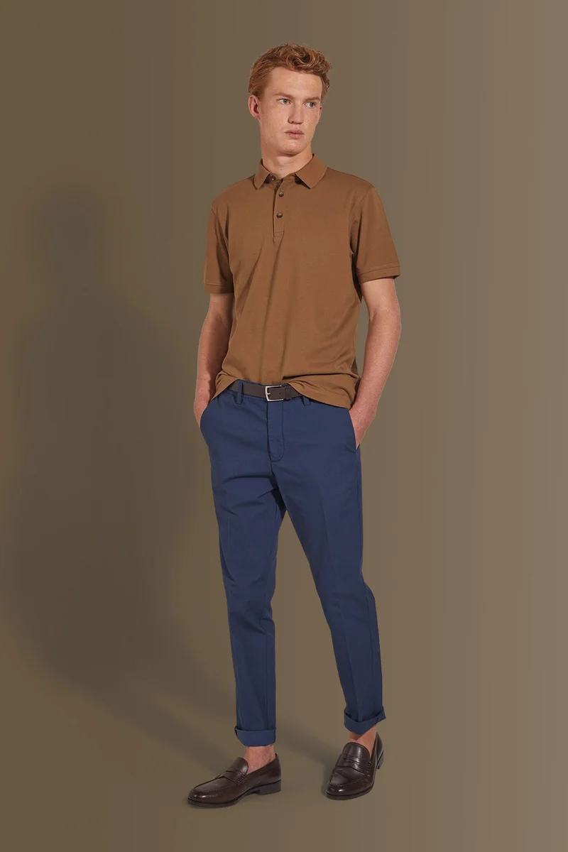 Short sleeves polo 100% cotton piquet solid colour - Nut