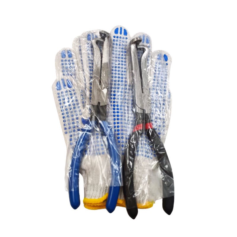 Multipurpose Cutter Pliers for Wire  Hose Separation Direct power-off three-piece set (blue straight + black straight + a pair of gloves)