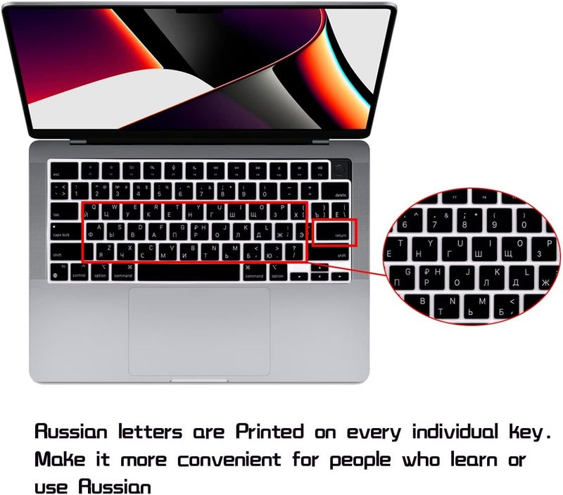 HRH Russian Language Silicone Keyboard Cover Skin for MacBook 2026 Neo 13"(A18) & Air13.6 15"(M5-M2) & Pro14 16"(M5-M1) A3404 A3448 A3449 Dust Proof Protection Accessories - Image 2