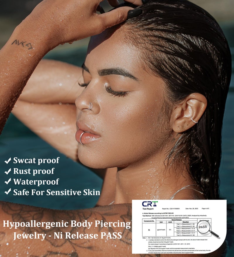 MJust 3pcs Nose Rings Hoops - G23 Pure Titanium Hinged Nose Hoops 16G/18G/20G CZ Clicker Septum Nose Ring Lip Helix Cartilage Hoop Earring Daith Rook Conch Body Piercing Jewelry for Women Men 6MM 8MM 10MM - Image 5