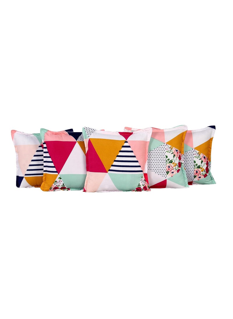 DORTHY DORTHY 200 GSM Diwan Set Covers Glace Cotton 8 Piece Printed Design Diwan Set 1 Single Bedsheet 2 Bolster Covers 5 Cushion Covers Pink  - Image 2