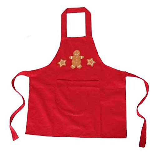 Making Believe Gingerbread Christmas Apron for Kids | Kitchen Apron With Pockets, Cute Holiday Thanksgiving Red Apron - Image 1